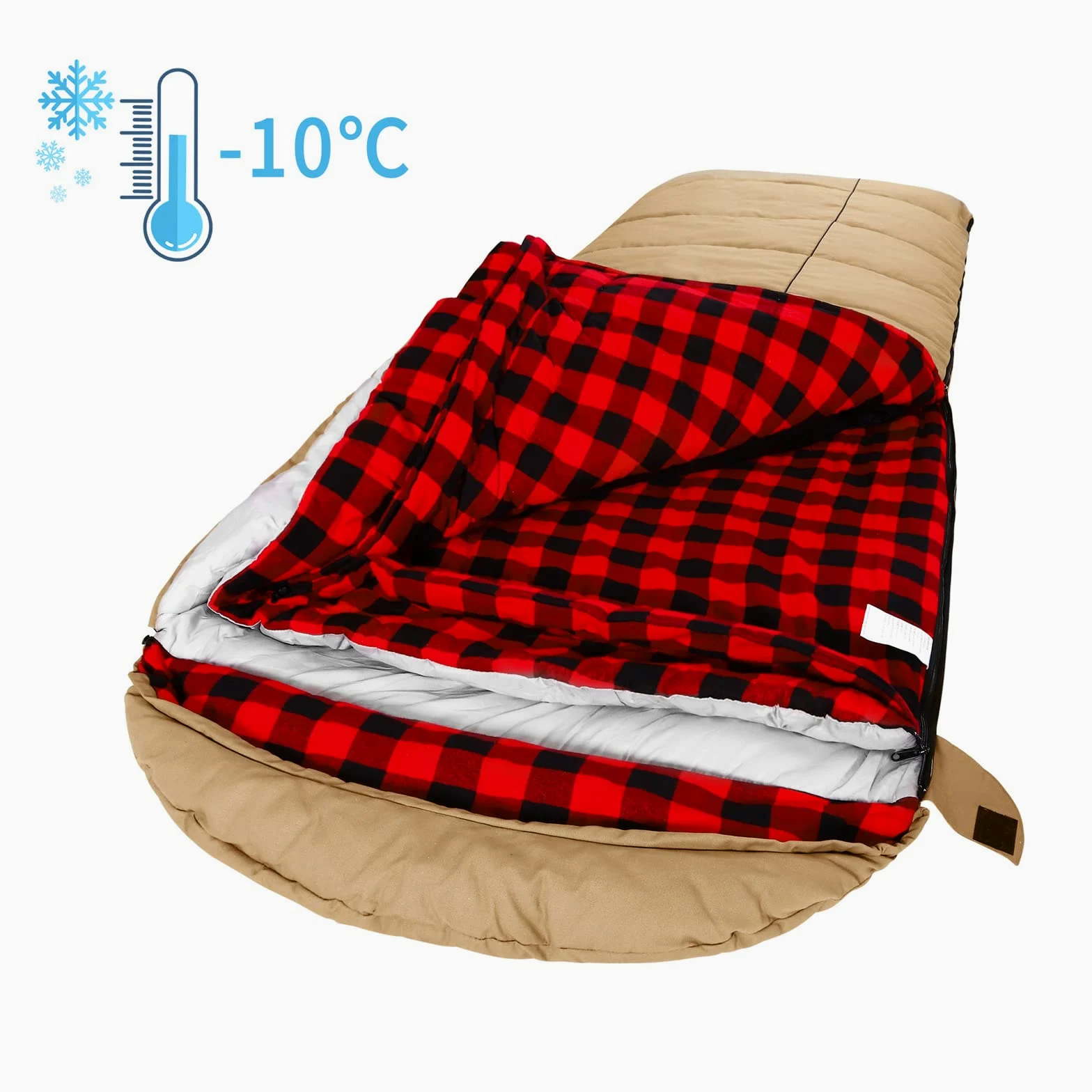 Saco de Dormir de Lona de Invierno de 0 Grados para Pesca, Caza, Viajes y Camping, Especialmente en Invierno frío al Aire Libre con Forro de Franela extraíble y Bolsa de compresión