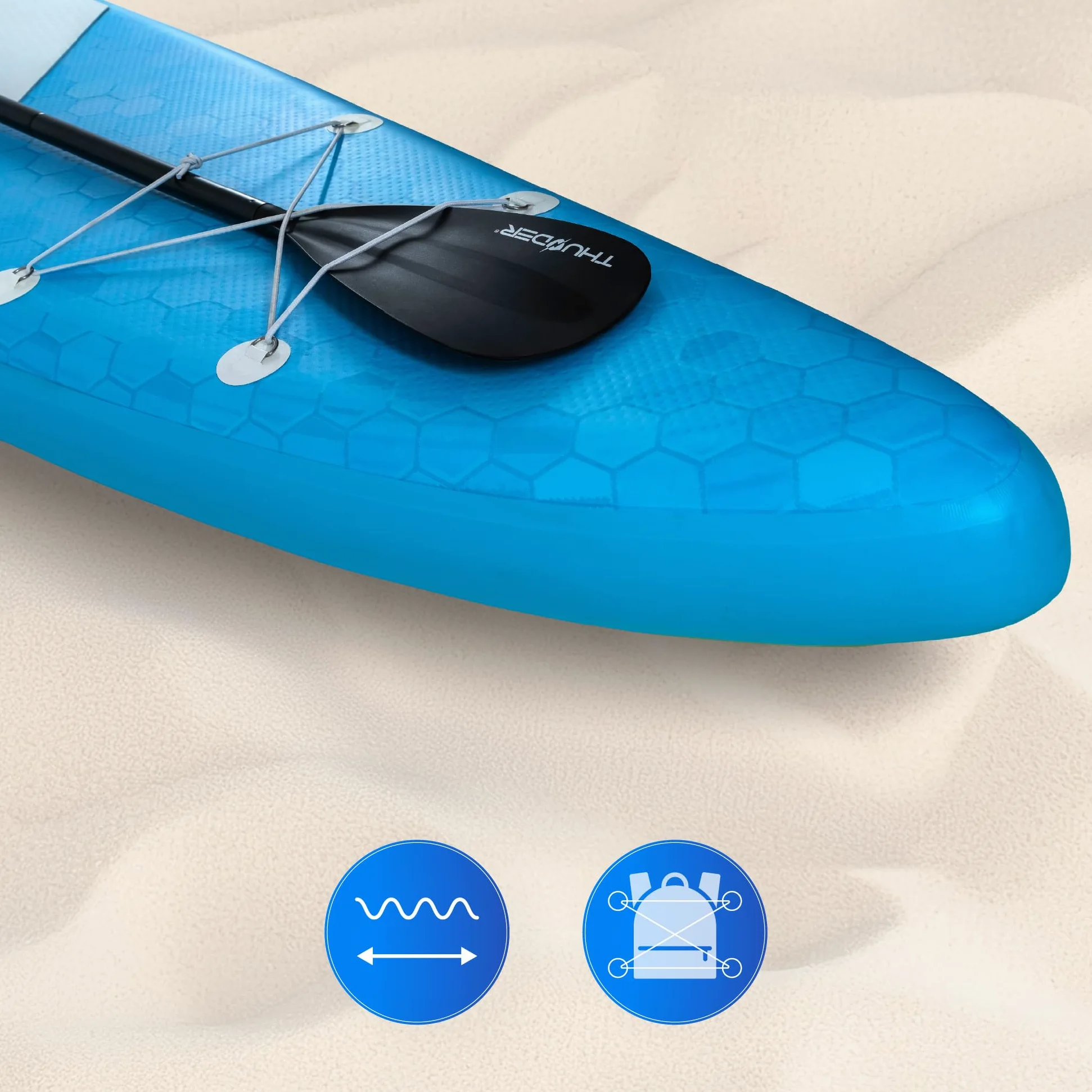 THUNDER - Tabla Sup inflable de 380 cm con asiento kayak – Stand Up Paddle Board Set con bomba, remo y mochila – Sup Touring para adultos y principiantes hasta 150 kg