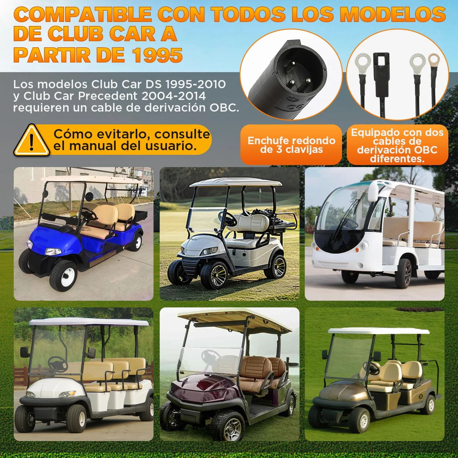 Cargador Inteligente 48V 18A para Carritos de Golf Club Car, Batería Plomo-ácido IP67