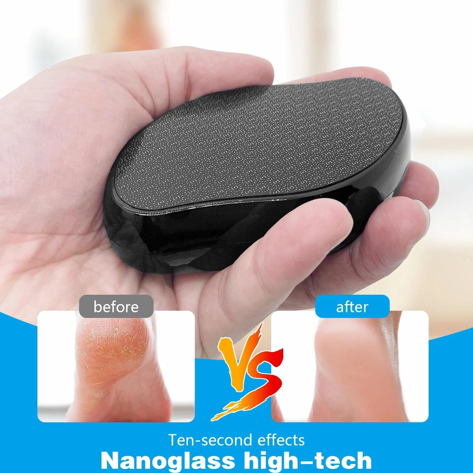 Lima Pies Durezas Nano Glass Eliminador de Callos Profesional Exfoliante Pies Tecnología Nano (Negro)