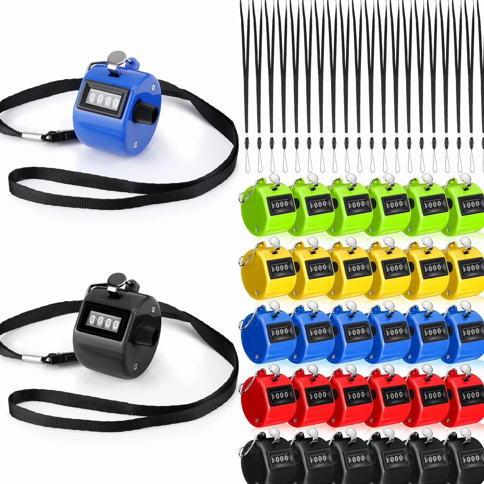 Hoteam Contador de mano con 4 números digitales, contador de tono mecánico de mano, para entrenar, tejer, gente, regazo, pesca, golf, deporte, remo, evento escolar