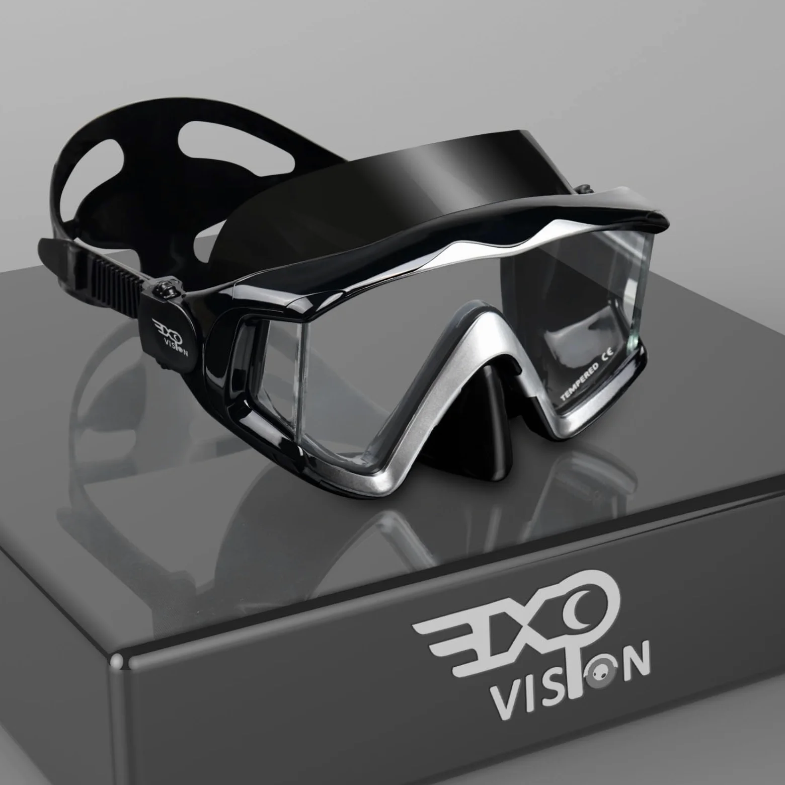 Pano - Máscara de buceo de 3 ventanas para adultos, máscara de esnórquel de vidrio templado, antivaho, gafas de natación sin fugas, con cubierta de nariz, equipo de esnórquel