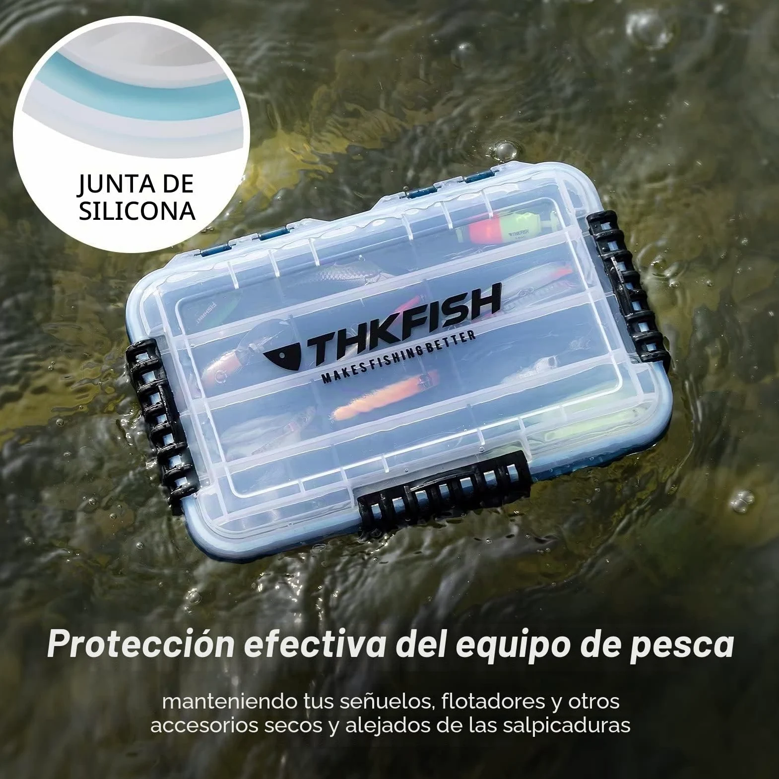 THKFISH Caja de Aparejos de Pesca Caja de Cebo Flotante Impermeable para Paletas de Aparejo de Pesca 3600-2pcs