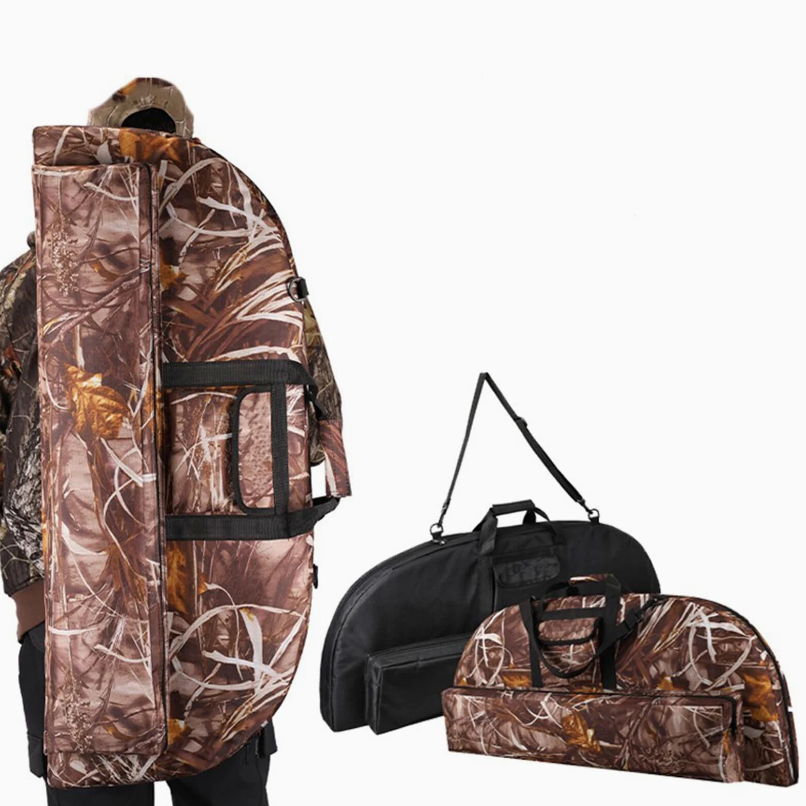 Bolsa de arco con múltiples bolsillos, bolsa de arco compuesto con correas, bolsa de transporte para arco con bolsillo para flechas para caza