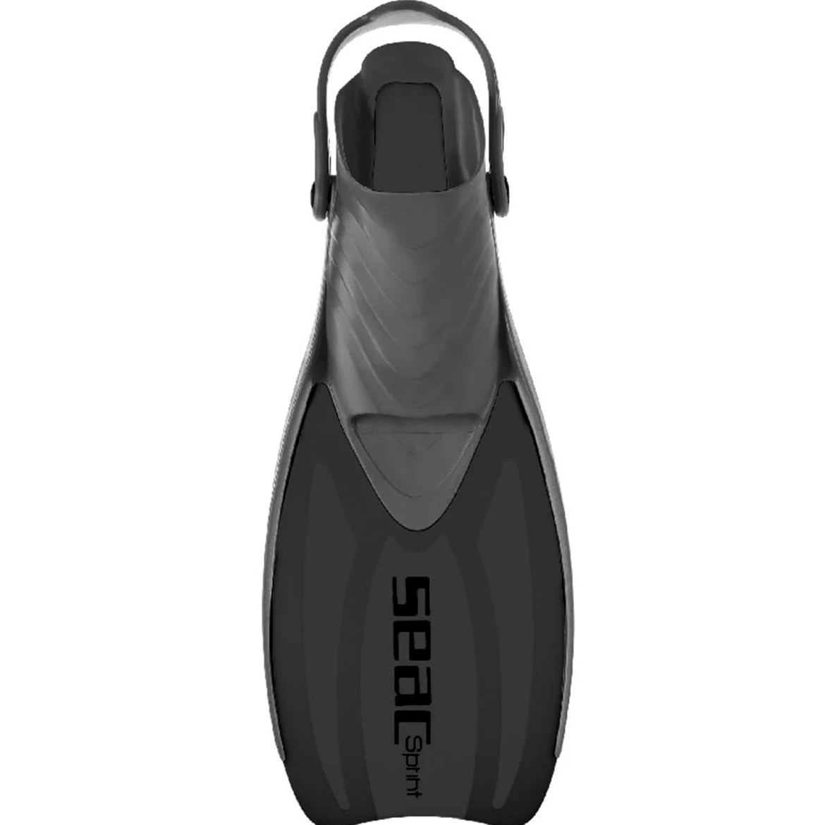 SEAC Sprint - Aletas de esnórquel Ajustables Unisex con Correa de Goma, para Hombres, Mujeres y niños, Color Negro, L-XL