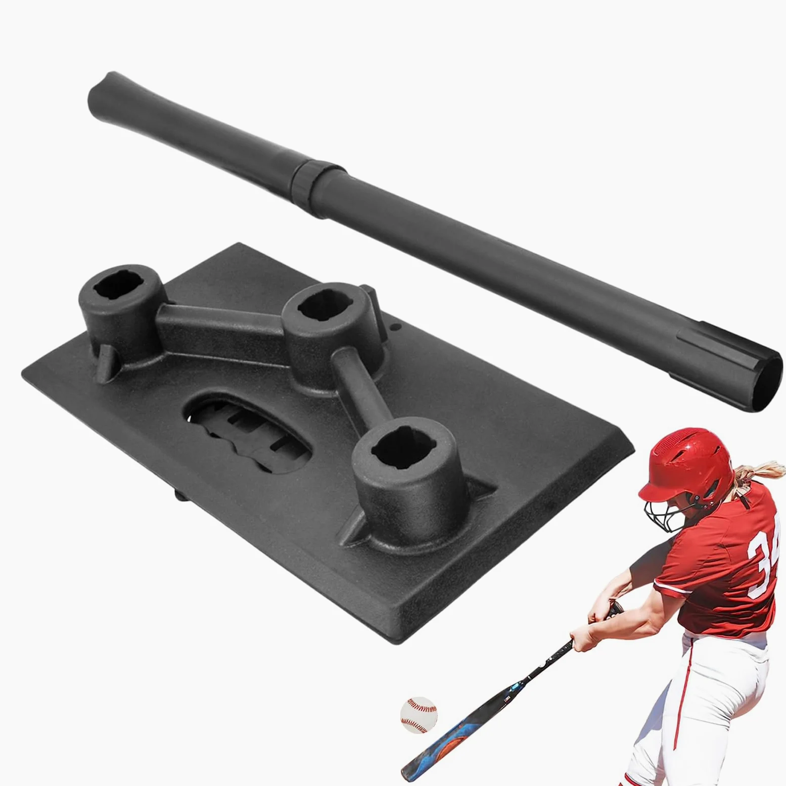 Genérico Bate De Bateo para Sóftbol - tee De Práctica para Béisbol Y Sóftbol - Base Resistente, Top de Goma, Accesorios Teeball, Altura Ajustable 5 Posiciones para Niños y Adolescentes