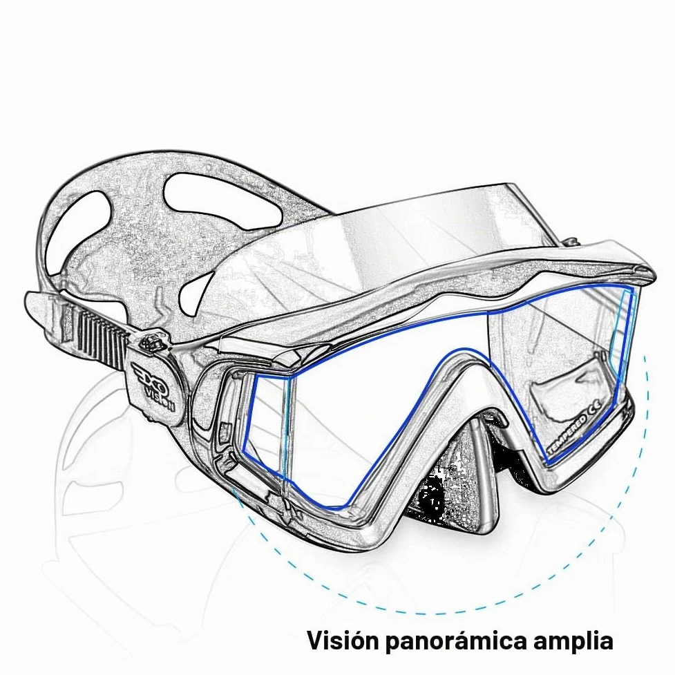 Pano - Máscara de buceo de 3 ventanas para adultos, máscara de esnórquel de vidrio templado, antivaho, gafas de natación sin fugas, con cubierta de nariz, equipo de esnórquel