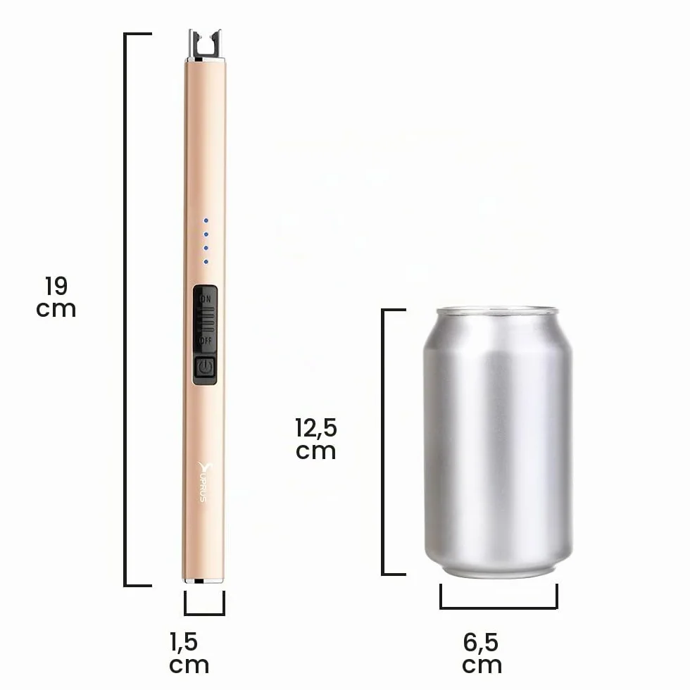 SUPRUS Mechero eléctrico Arco eléctrico Recargable USB Resistente al Viento sin Llama Dorado