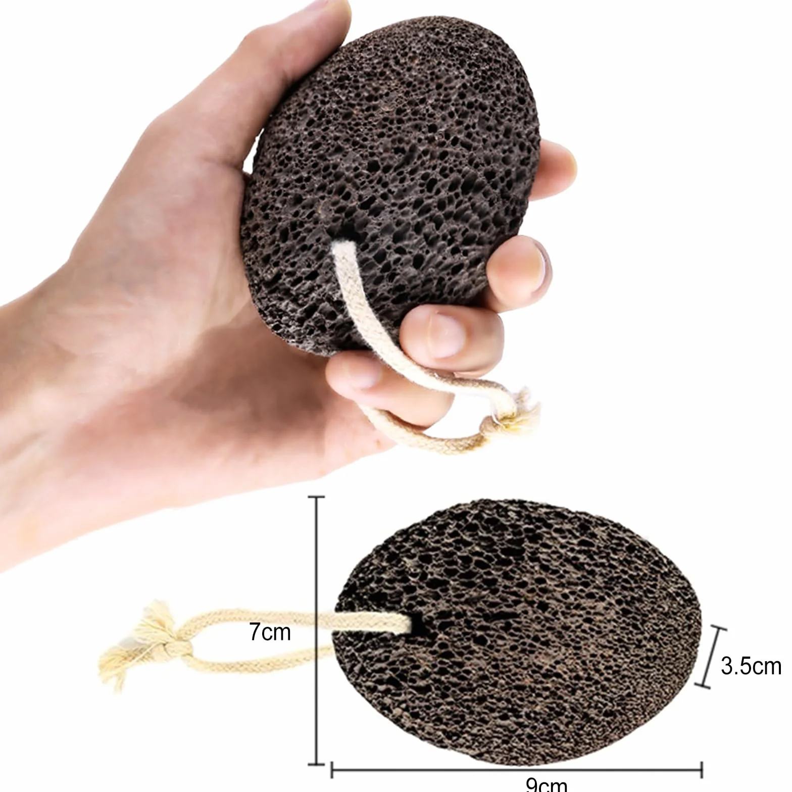 PHOGARY Piedra pómez natural para pies 1 pieza herramientas de pedicura removedor de callos exfoliación natural Negro