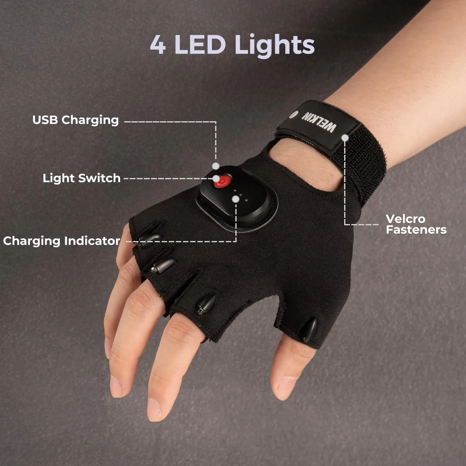 WELKIN Guantes LED Recargables Manos Libres Pesca
