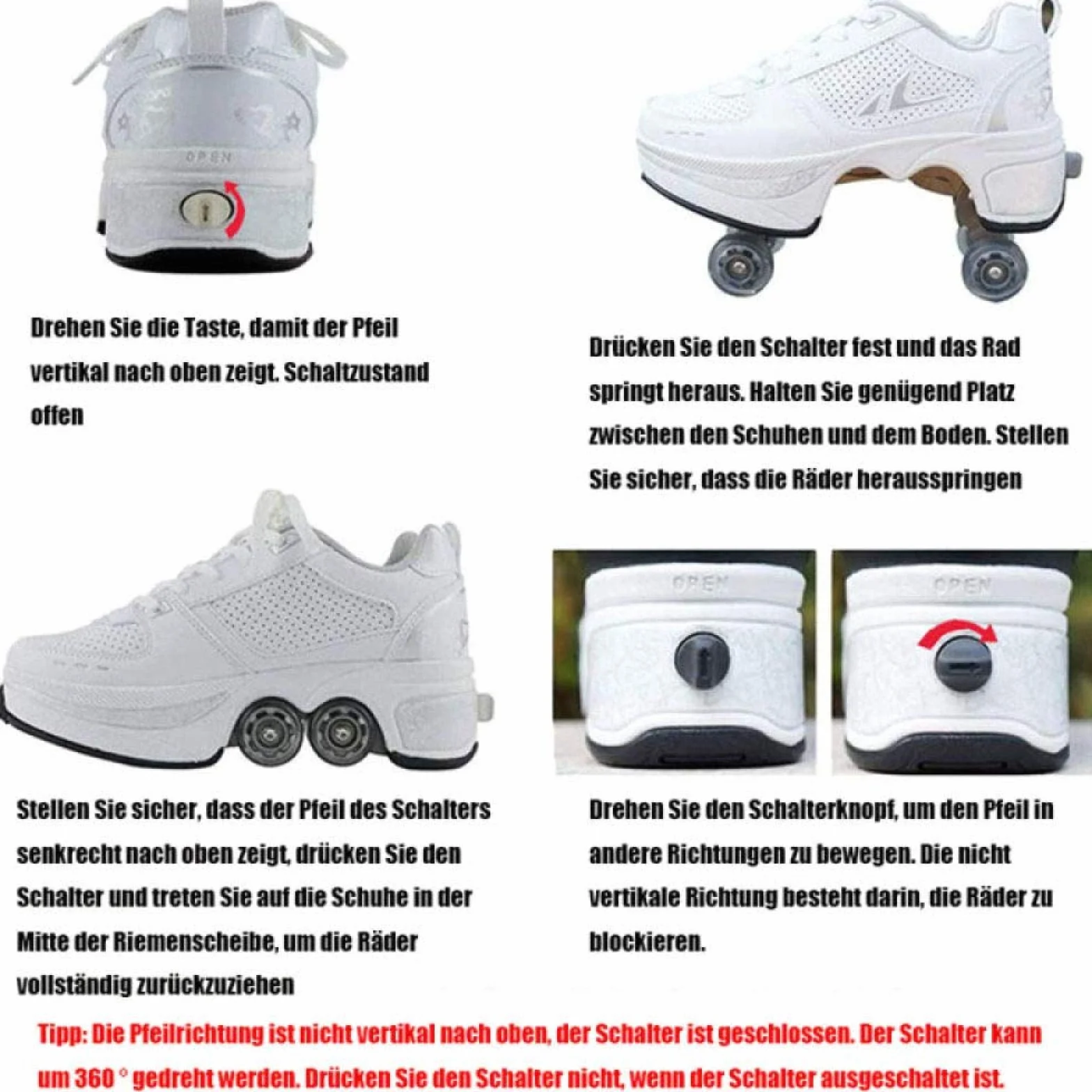 Zapatos con Ruedas para Hombres/Mujeres, Patines Deformados, Zapatillas Casuales, Zapatos De Rodillo para Adultos/Niños,Silver-EU36/UK3