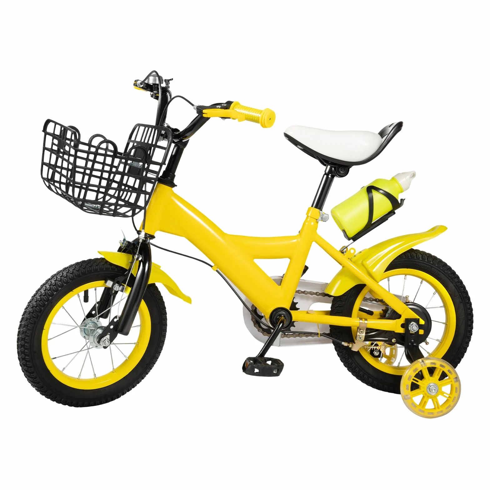 Bicicleta infantil 12 pulgadas con ruedas estabilizadoras y cesta ajustable