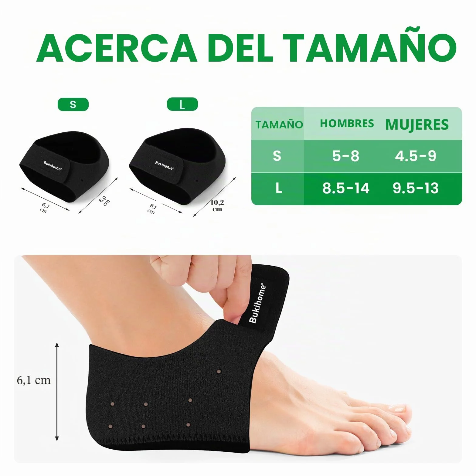 Protector de talón de gel Fascitis plantar Bukihome Copa de talón alivia dolor talón almohadilla apoyo Negro 36-41