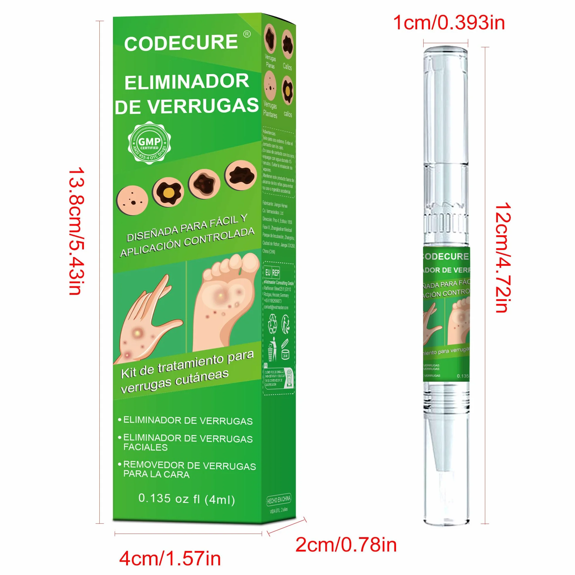 Kit para eliminar verrugas de 4 ml, eficaz para rostro, cuerpo y manos