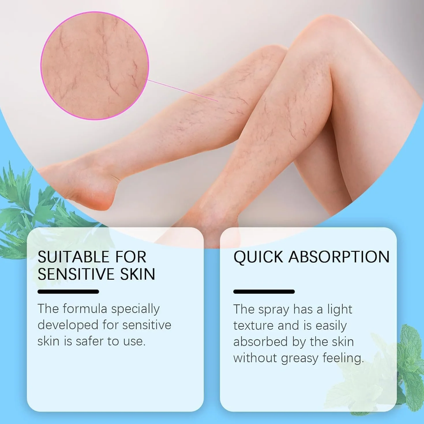 VeinGuard Spray Herbal 2 en 1 para Piernas y Venas, 30ml*2