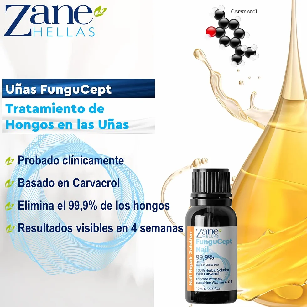 Zane Hellas FunguCept Nail Solución Antimicótica para Uñas 0.33 oz 10 ml