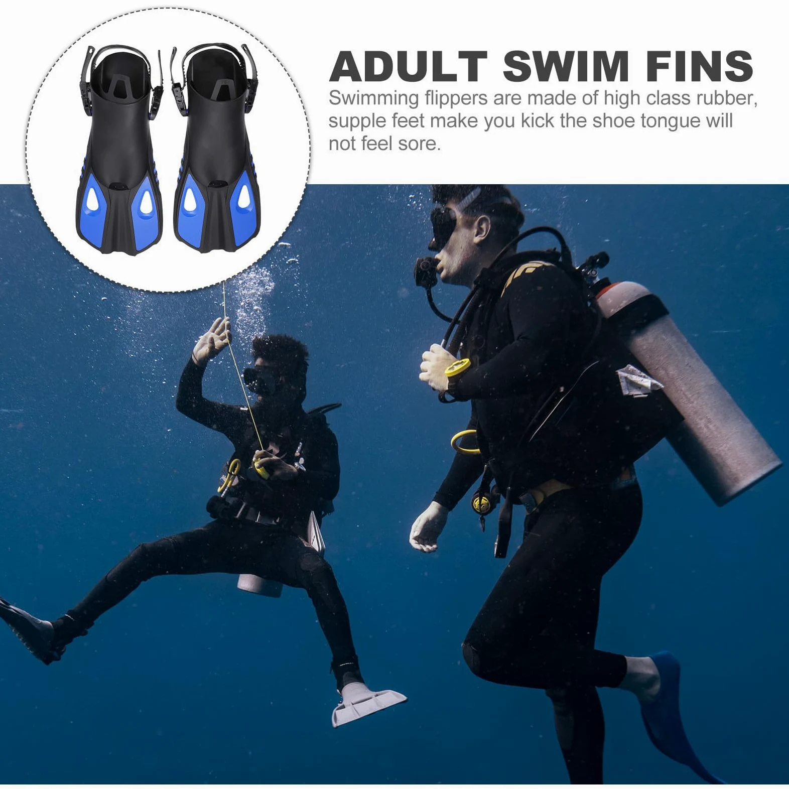 Aletas de Snorkel de Goma, Azul, Ajustables, para Natación y Snorkel, para Mujeres Principiantes, Calzado de Buceo y Entrenamiento