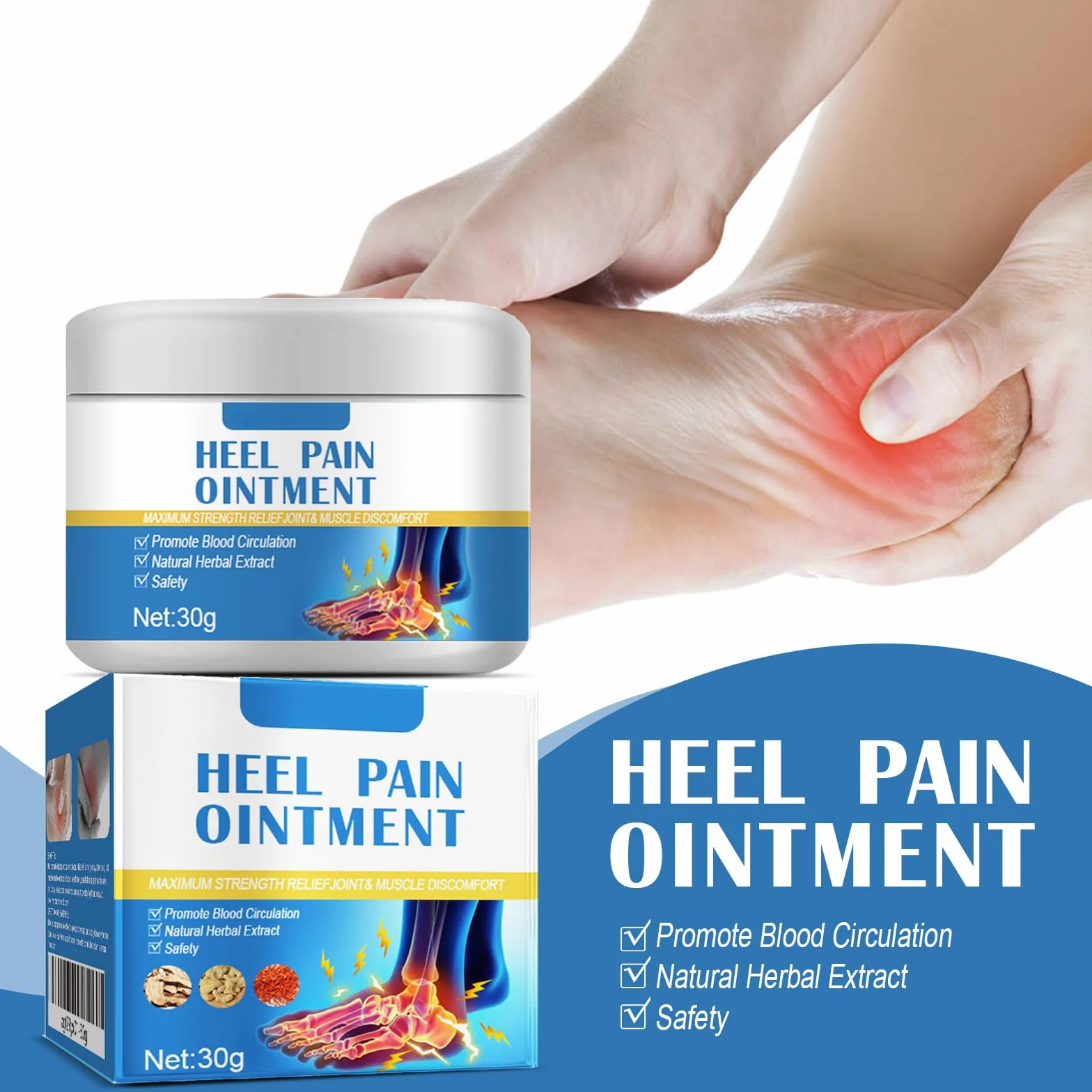 Crema para Espolones Calcáneos y Dolor de Talón, Ungüento Calmante 30g
