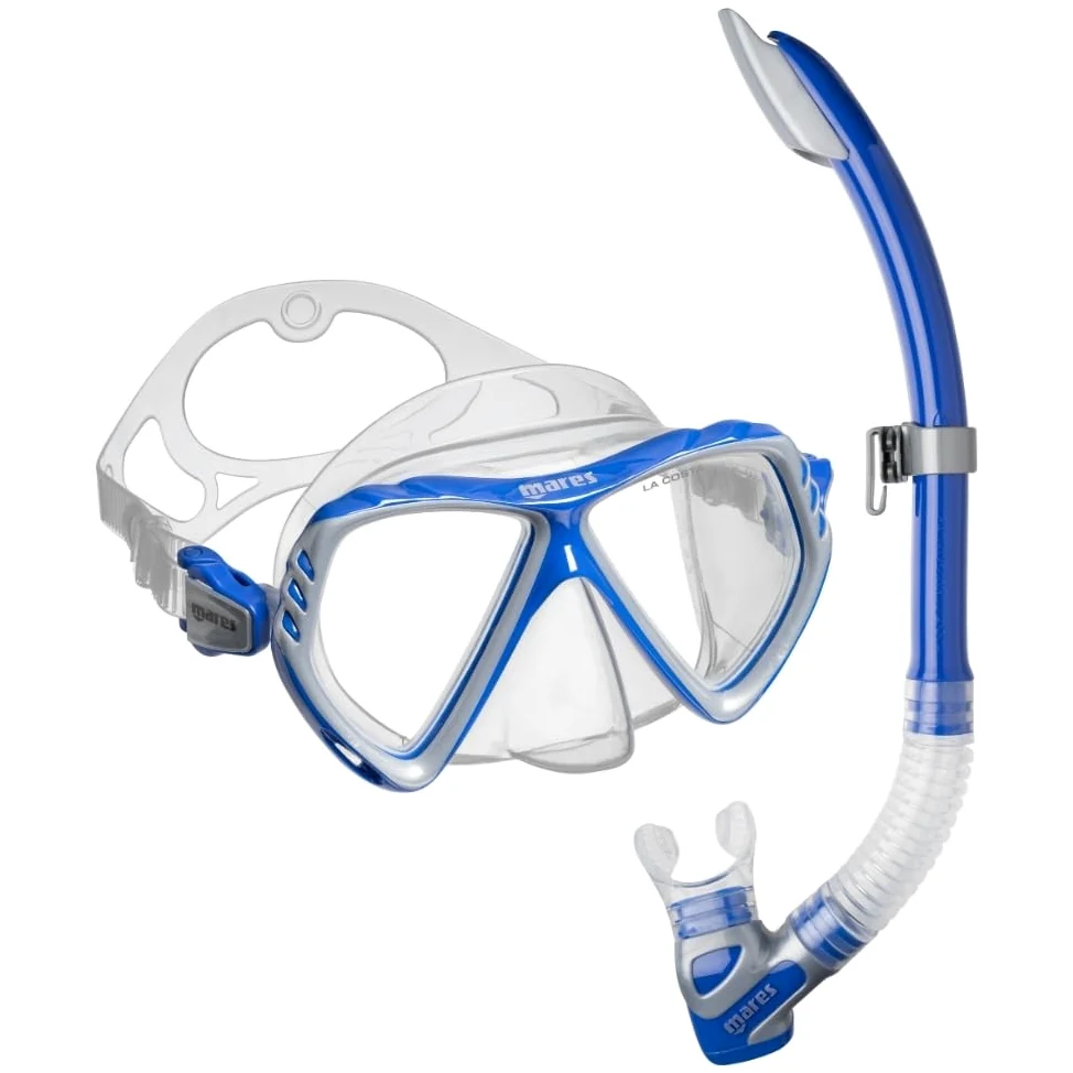Mares Combo La Costa Splash - Kit de máscara de Tubo para Adultos, Vidrio Templado, Snorkel semiDry, válvula de Purga