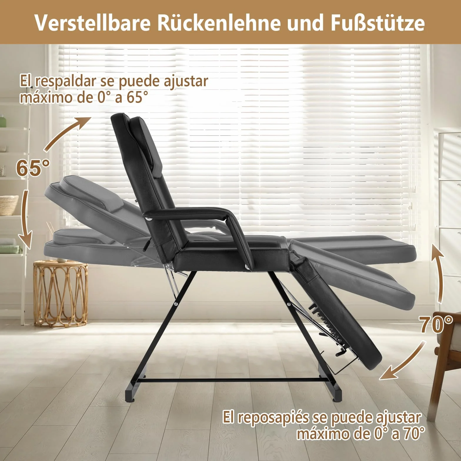 Bonnlo Camilla Masaje Ajustable, Cama de Masaje para Salones de Belleza, SPA, Negro
