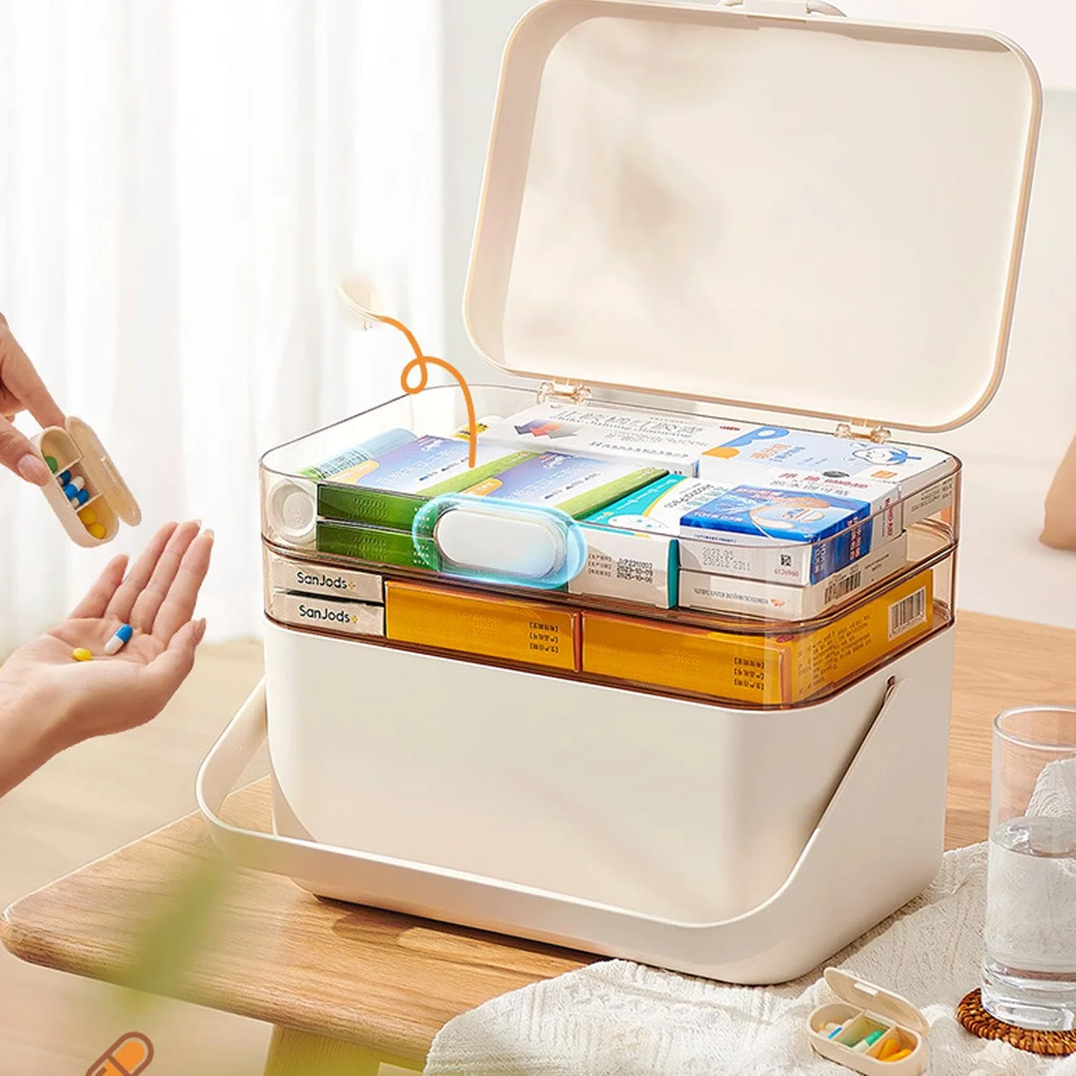 Botiquín Multicapa Organizador Semanal Extraíble para Pastillas con Estuche | Capas Para El Almacenamiento Diario De Pastillas, Pastillero Familiar Para Toda La Familia