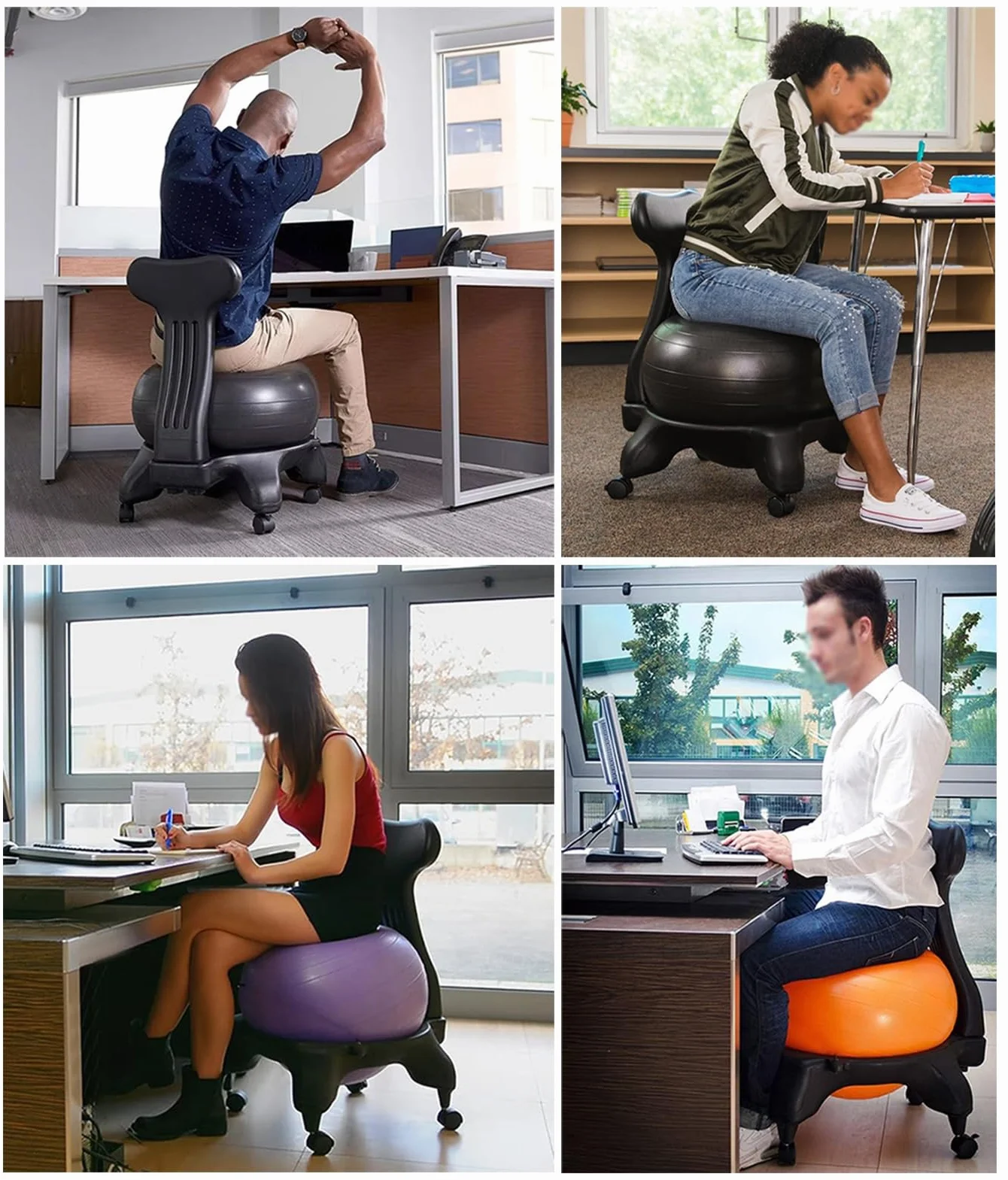 Silla Ergonómica de Yoga con Bola Anti Estallido para Oficina