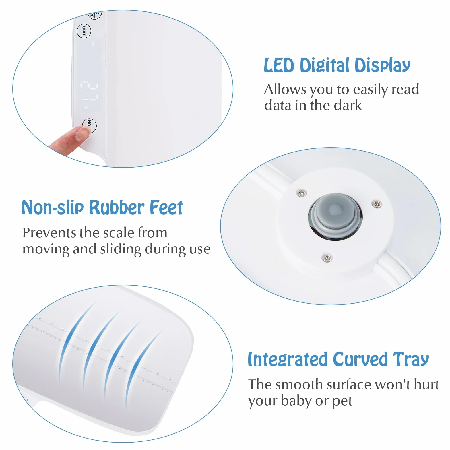 LIFEZEAL Báscula Digital para Bebés con Bluetooth, 2g de Precisión, 10-30kg