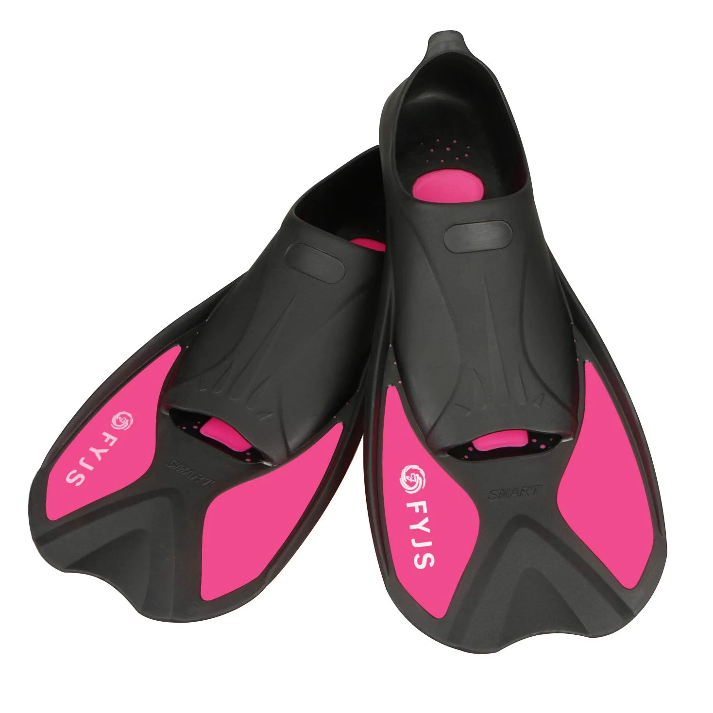 Aletas de natación cortas, tamaño de viaje, con bolsa de transporte de malla para adultos hombres y mujeres, S(MENS:5-6;WOMENS:6-7), Rojo rosa