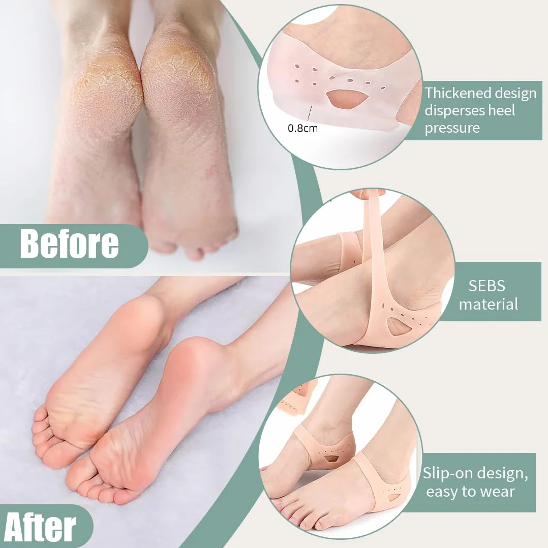 Protector de Talón de Gel para Fascitis Plantar - Copa de Talón, Talla 36-43, Alivia Dolor de Tendón de Aquiles
