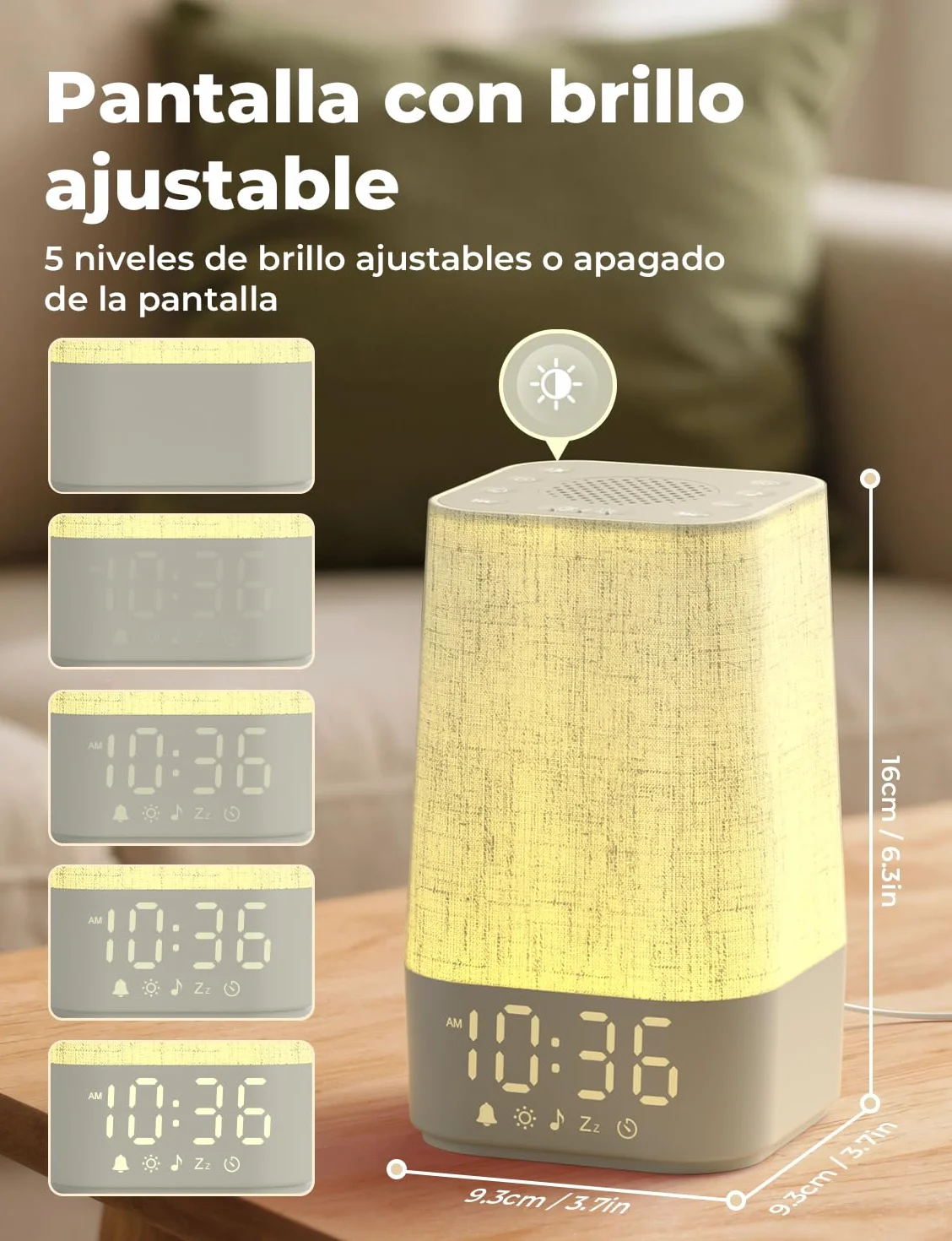 LIORQUE Despertador Amanecer Luz Natural, 13 Niveles de Brillo, 10 Ruido Blanco, 20 Melodías Naturaleza, Alarma Snooze