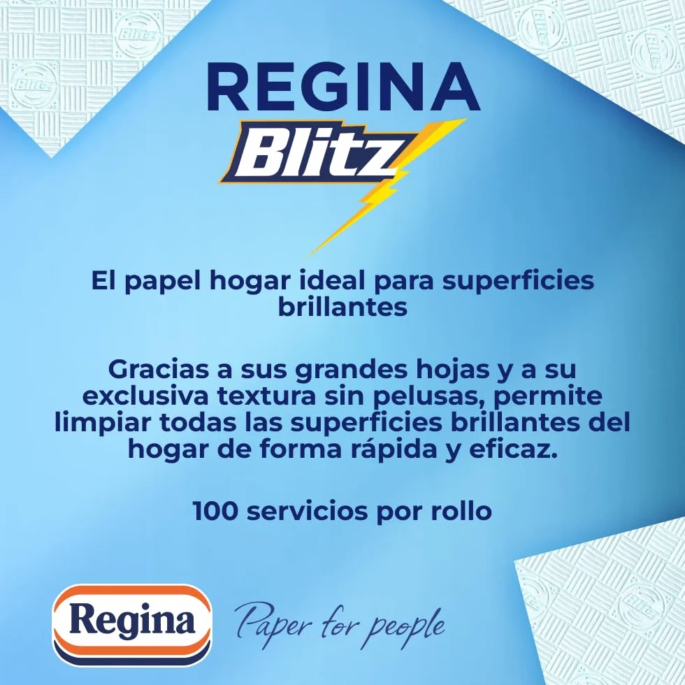 Regina Blitz Papel de Cocina 5 Rollos 100 Maxi-Hojas 3 Capas Sin Pelusas