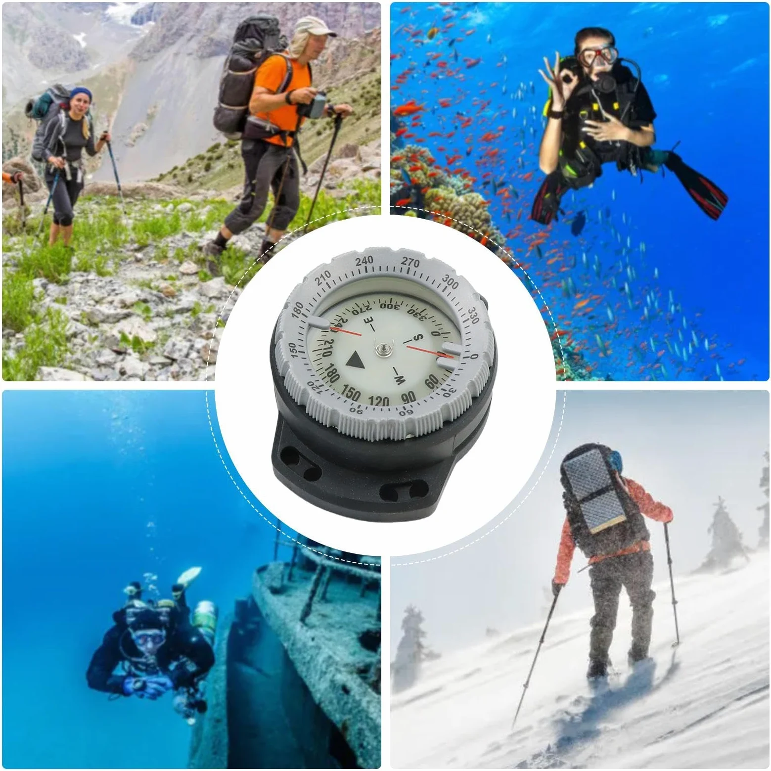 Brújula de navegación submarina | Brújula de buceo impermeable | Brújula de buceo, Brújula de buceo impermeable con cuerda y ventana lateral para una navegación precisa