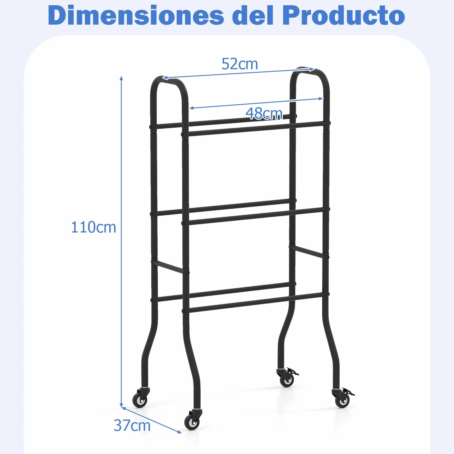 GOPLUS Estantería para Balones con Ruedas Bloqueables, Carro 3 Niveles, Almacenamiento para Baloncesto