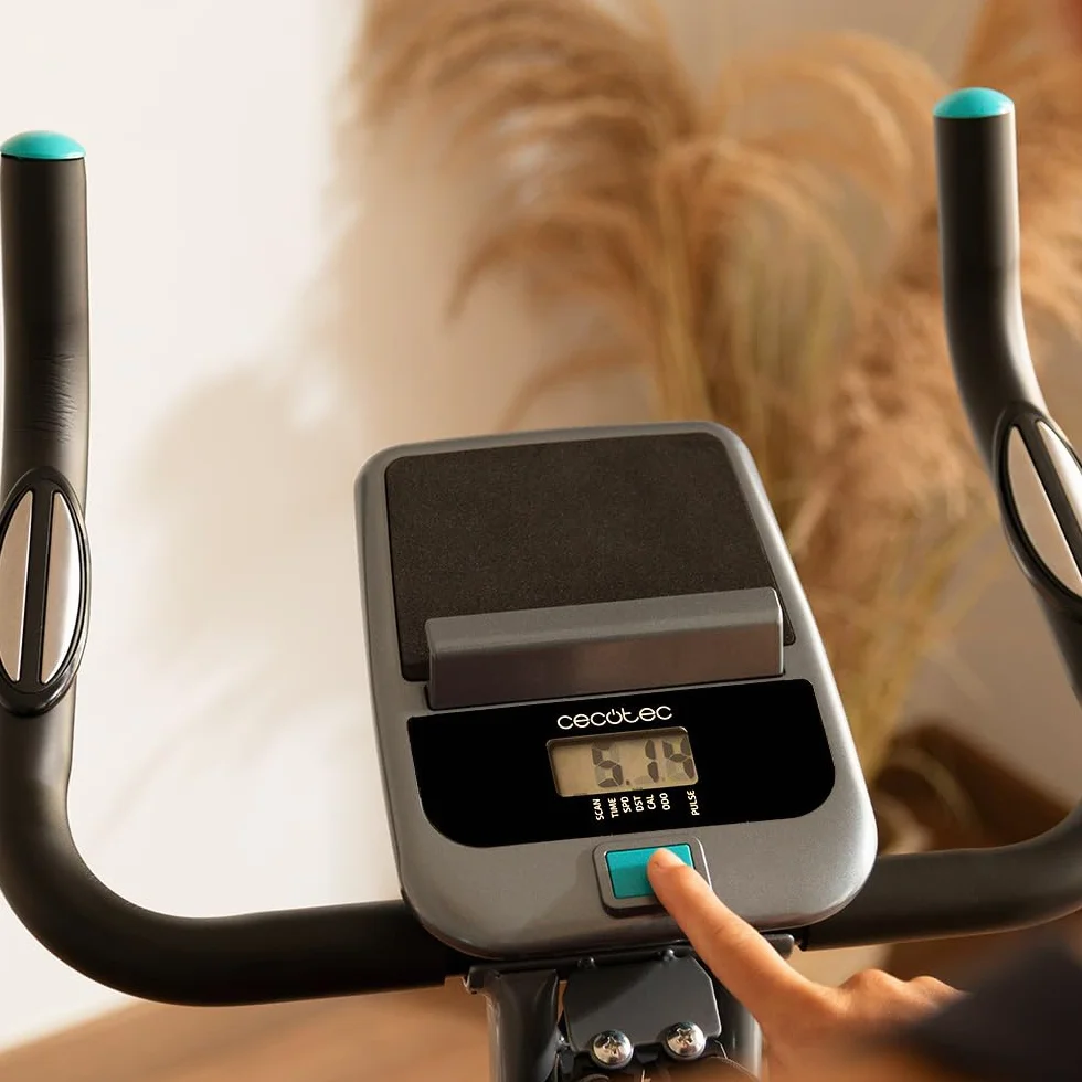 Cecotec Bicicleta Estática Plegable con Respaldo con Volante de Inercia 3 Kg X-Bike 3000 Neo Pro, Pantalla LCD, Resistencia Magnética Variable, Sillín Confort y Agarres, Soporte para Tablet y Ruedas