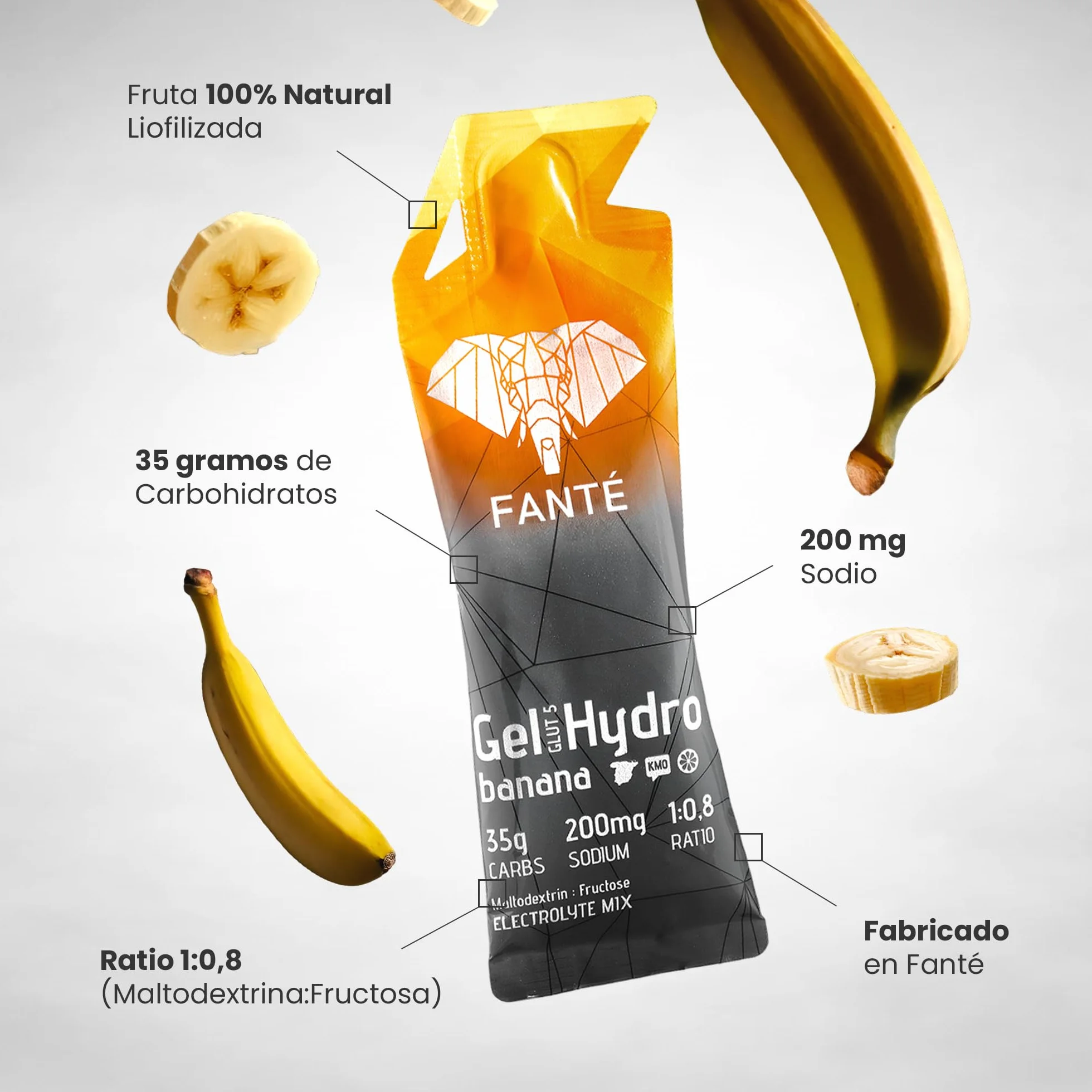 FANTÉ Pack Hydro 35 | 6 Geles Energéticos con 35 g de Carbohidratos para Running, Ciclismo y Resistencia