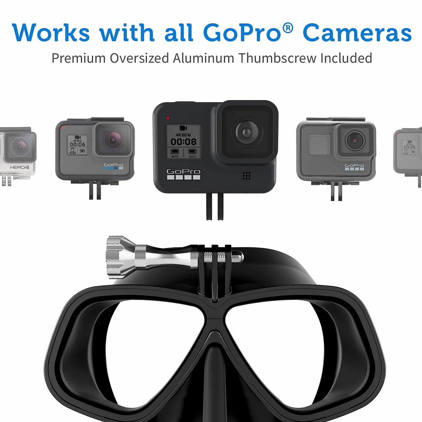 Octomask Unisex Freediver GoPro máscara de Buceo y Snorkel, Color Negro, un tamaño