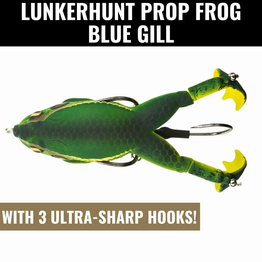 Lunkerhunt - Cebo Artificial con Forma de Rana para Pescar lubina | Señuelo de Rana Hueco, Blando y antialgas para Pescar lubina y Trucha | Señuelo Realista con anzuelos Afilados y Patas propulsora