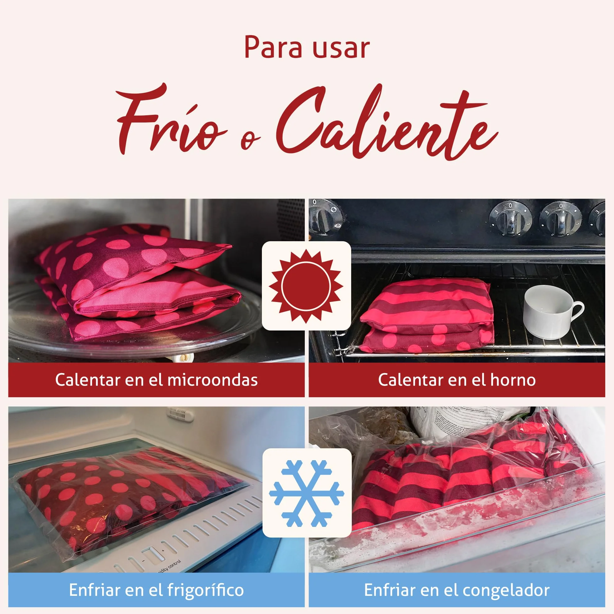 Saco Térmico Huesos Cereza 17x45 cm Microondas para Dolor Lumbar Espalda Cervicales