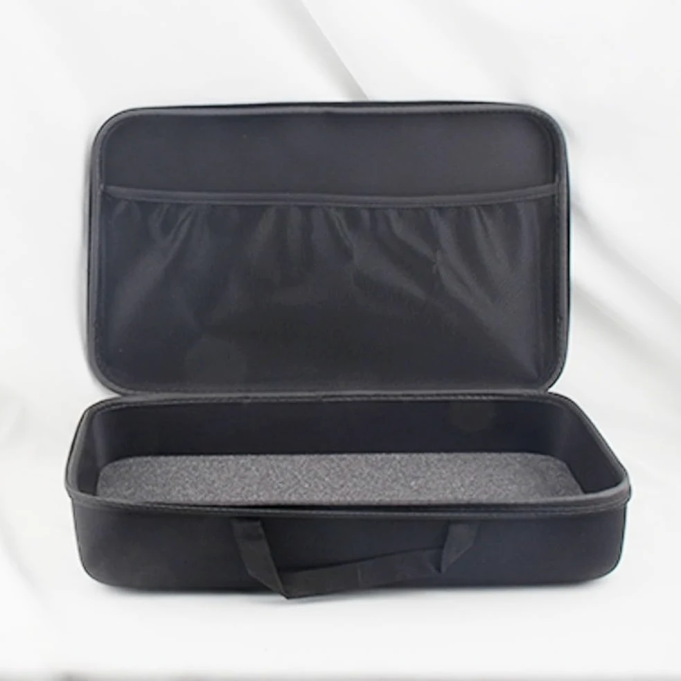 Caja de aparejos de pesca de EVA rígida de forma cuadrada impermeable para cañas carretes, líneas y herramientas de cebo, negro, 16 pulgadas