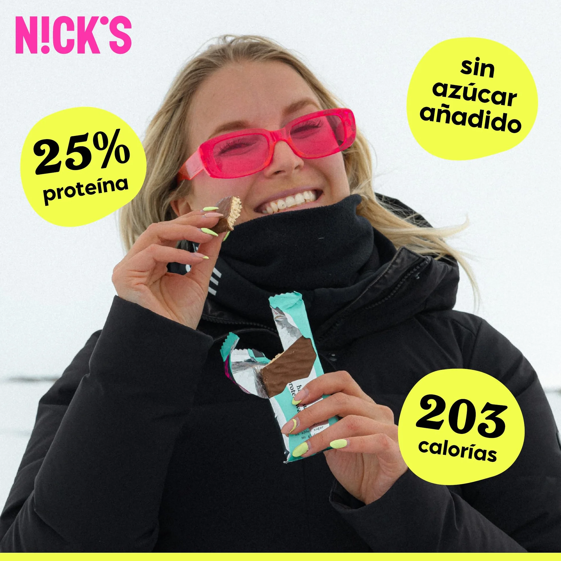NICKS Barritas Protein wafer 25% Proteína 203 calorías Chocolate Sin Azúcar Añadido Low Carb Snack Bar Sin Gluten 9x40g