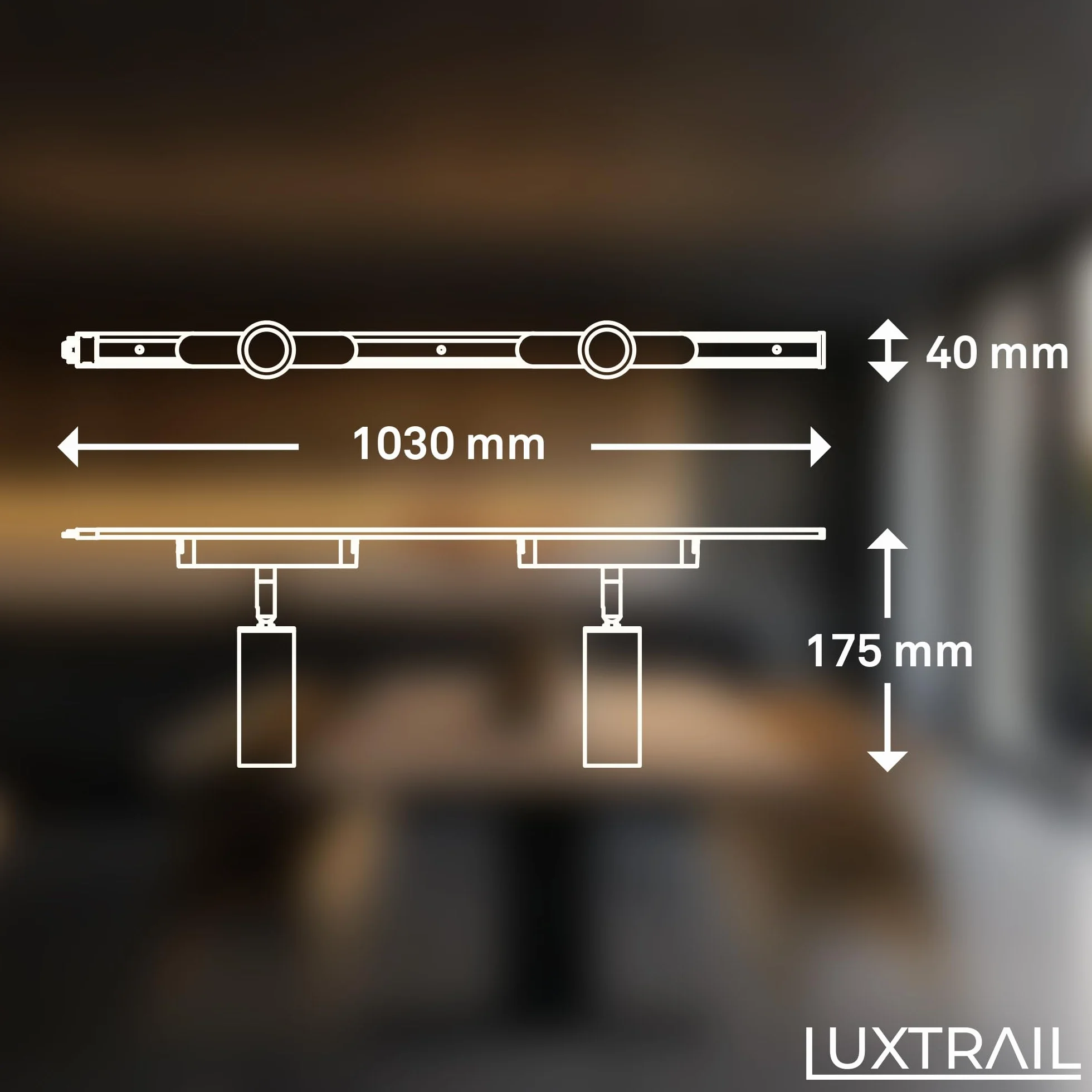 BRILONER Luxtrail Sistema de carriles set de prolongación 2x LED spots extensible orientable 1m negro