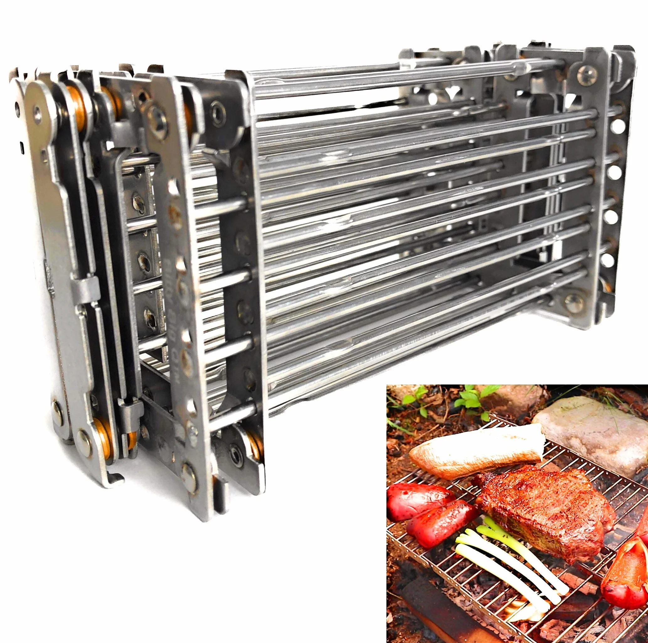 Parrilla de campamento ligera y potable de acero inoxidable 316 ultra compacta