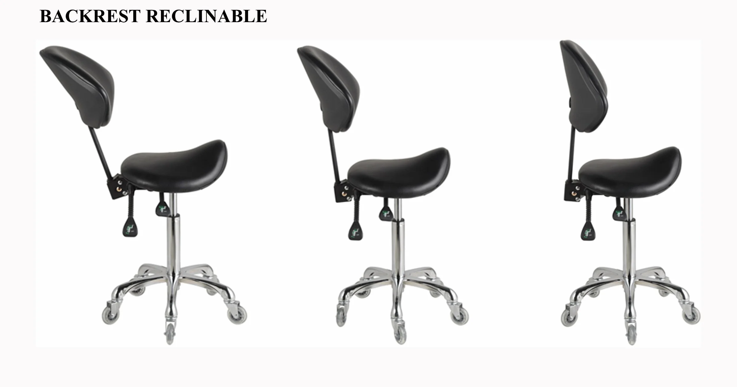 Taburete hidráulico giratorio con soporte dorsal, altura ajustable, 204 kg para salón de belleza
