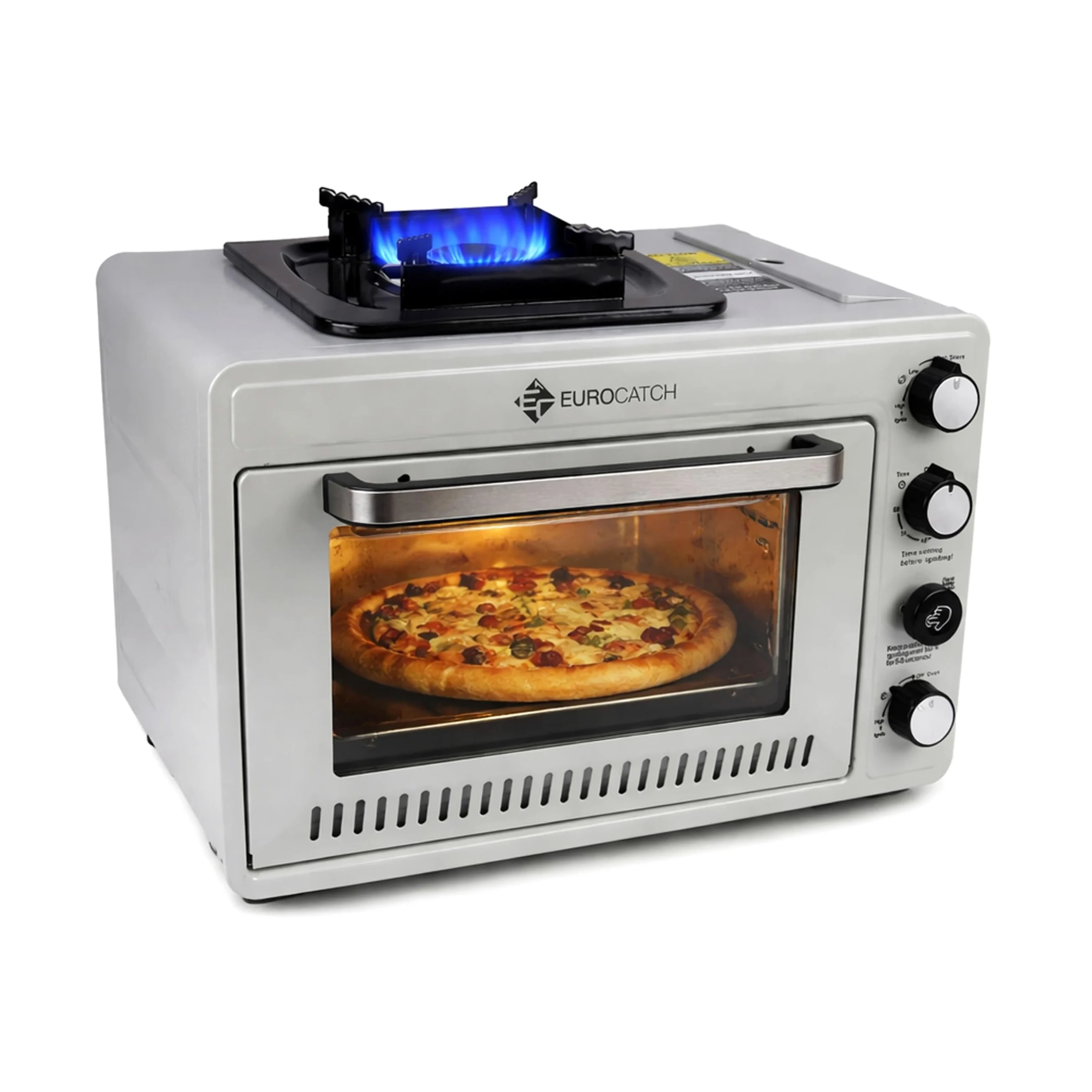 Horno Portátil de Gas - Propano y Cartuchos de Butano 227g - Horno de Camping con Quemador - 25,2L - 2,1kW - Uso Exterior y Doméstico