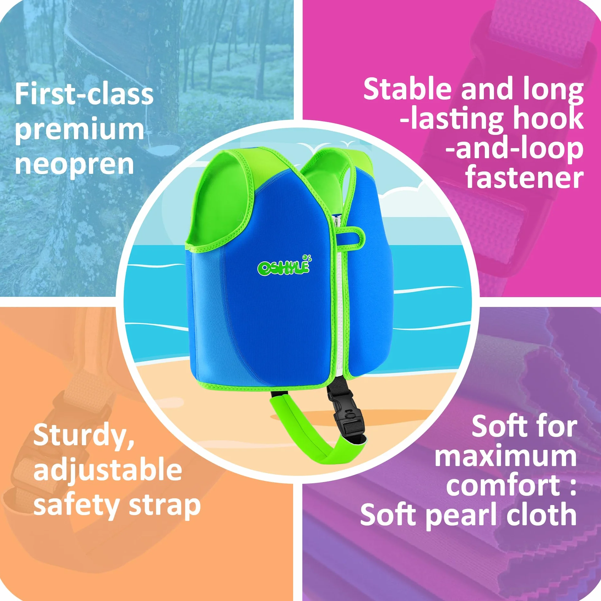 Chaleco de Natación de Neopreno Premium para Niños - Flotador de Aprendizaje