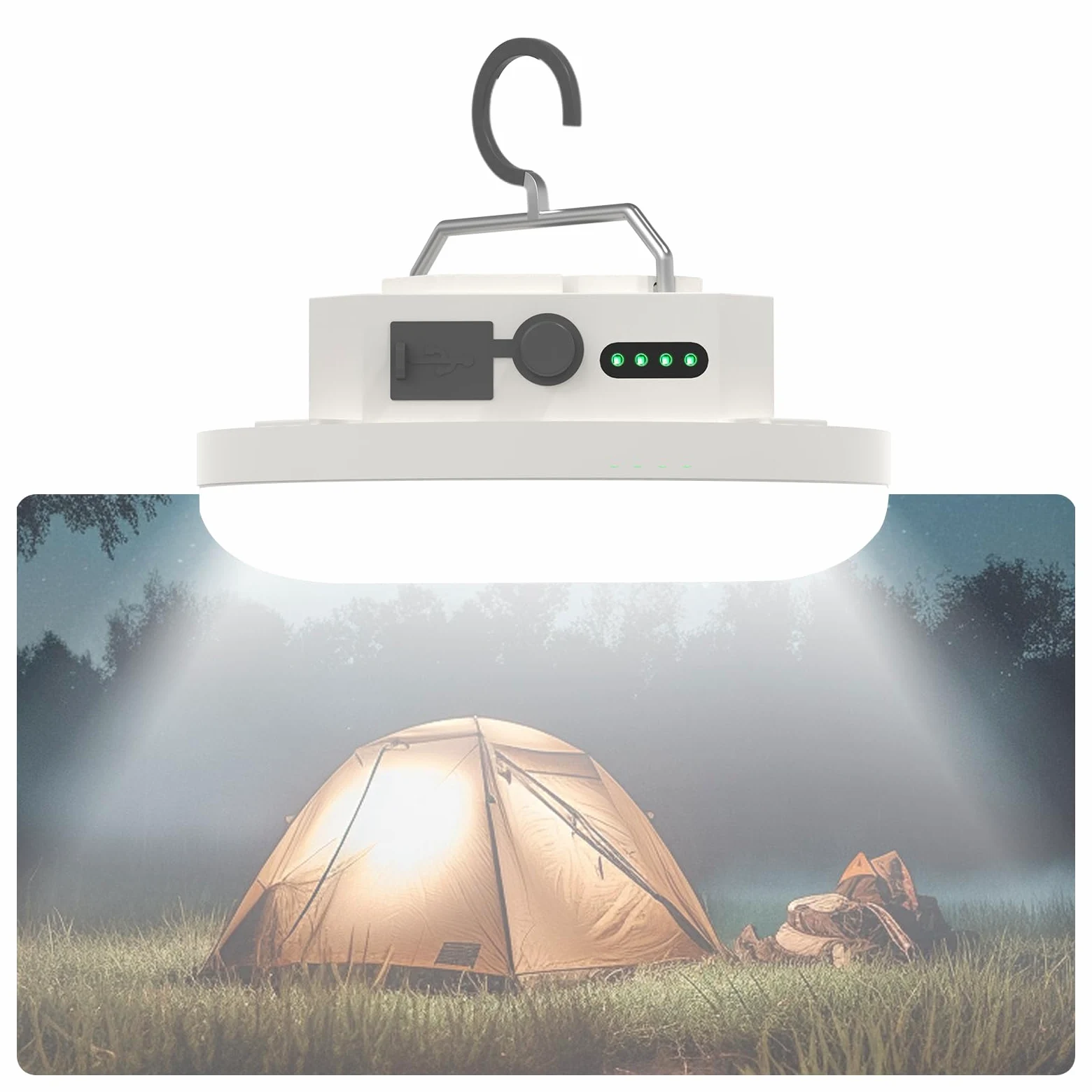 Iluminación de tienda colgante recargable de 10000 mAh, linterna LED portátil de 30 W 4000 lm con imán, 4 modos de iluminación, linterna LED impermeable IPX5 para emergencia