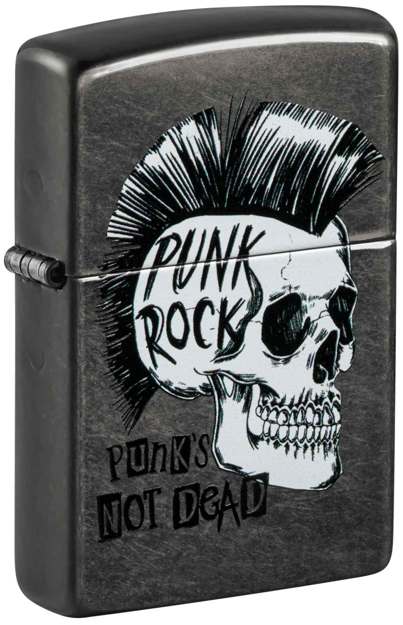 Encendedor Zippo a prueba de viento Punk Rock Skull Gray Dusk Recargable Reutilizable Caja regalo Fabricado en Estados Unidos