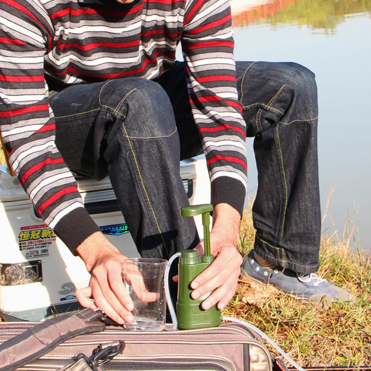 Toddmomy Purificador de Agua Portátil Verde de Abs para Camping | Filtro Exterior de Emergencia, Seguro y Fiable, Fácil de Transportar, Uso en Rutas y Acampadas