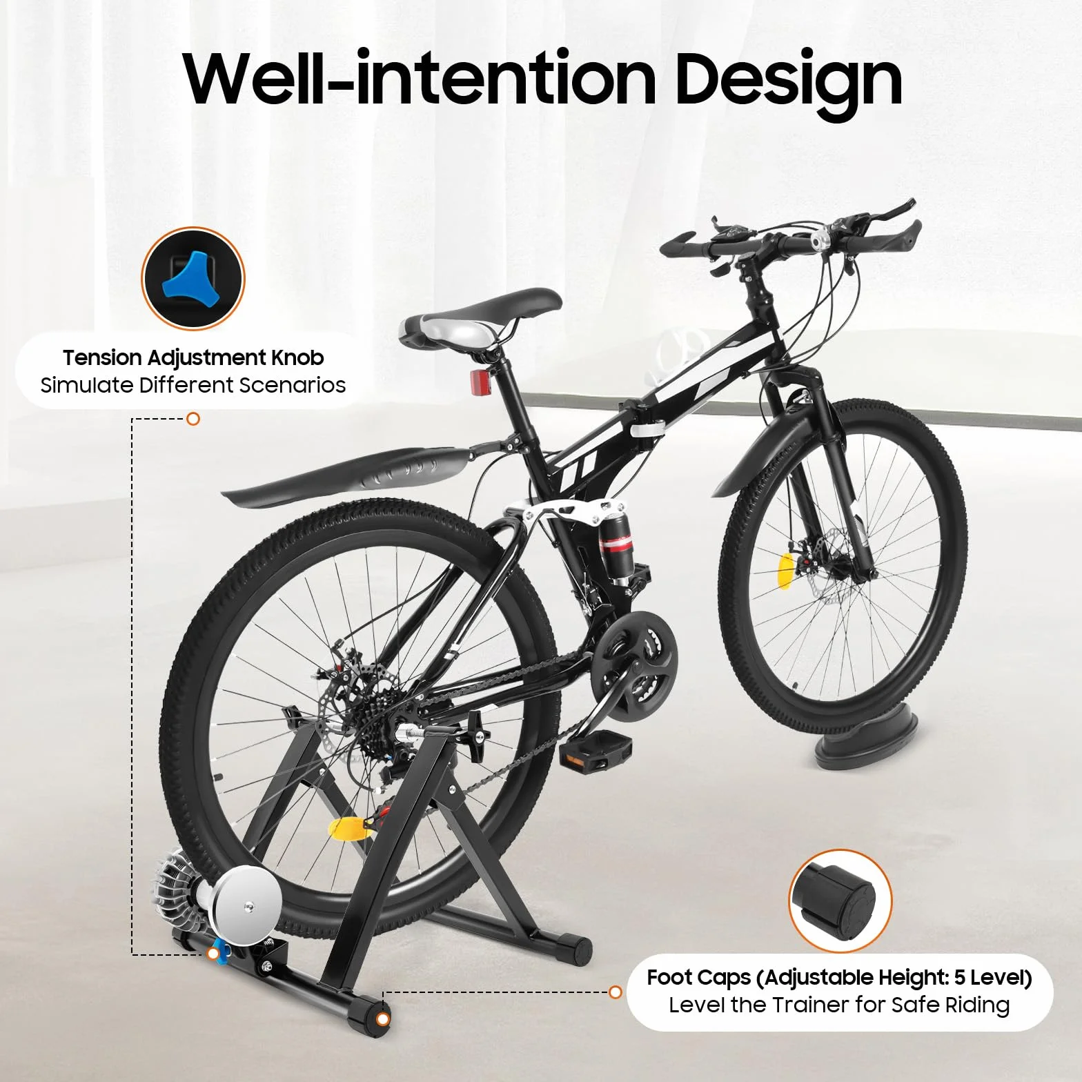 Rodillo de entrenamiento para bicicleta, 26 – 29 pulgadas, silencioso, hasta 150 kg, para interior y oficina