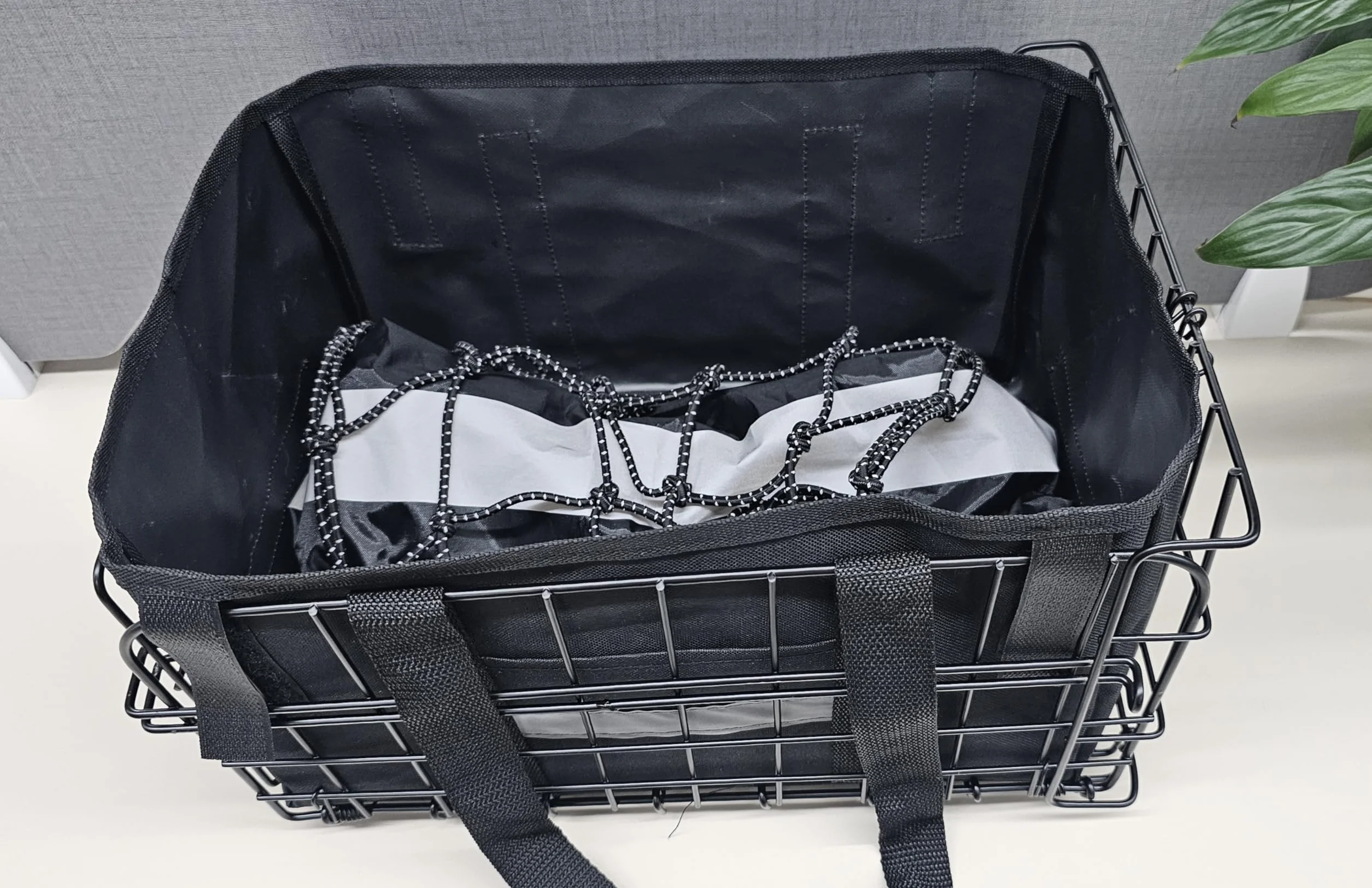 Wdmiya Cesta Trasera para Bicicleta, Cesta Plegable de Gran Capacidad con Red para Equipaje, Forro portátil y Funda Impermeable para IR al Trabajo